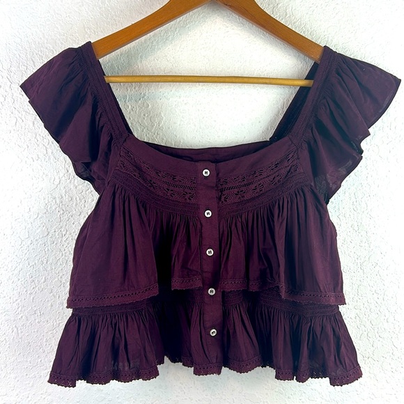 Perfect FREE PEOPLE Sunny Days Ahead Ruffle Crop Top small - Picture 4 of 8